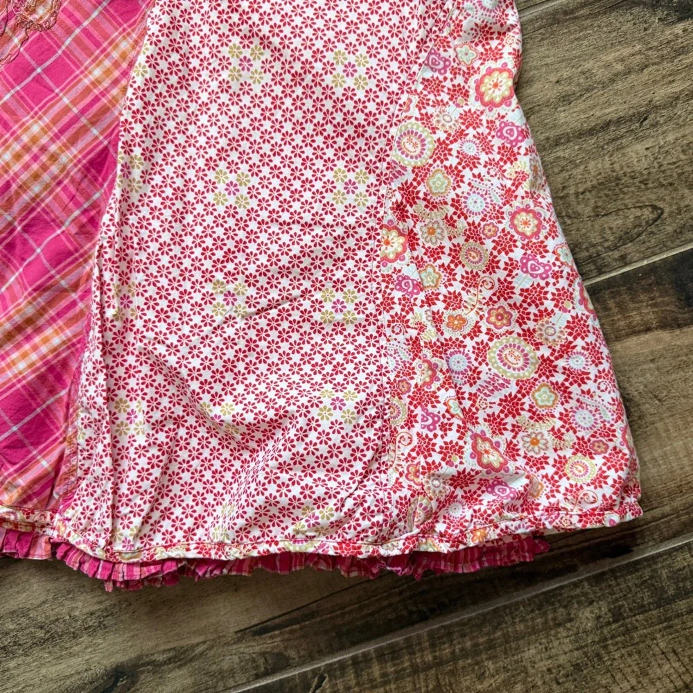 Oilily Women's Vintage Patchwork Floral Applique Plaid Ruffle Maxi Skirt,Pink,34 - Picture 11 of 15